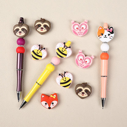 Cute cartoon animal head silicone focal bead