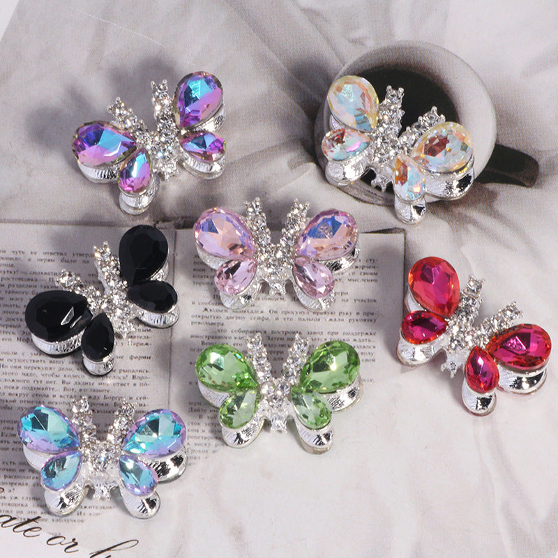 Kimhatter Heavy-Duty Alloy Sparkling Butterfly Rhinestone Bead