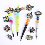 English letter inspirational silicone focal beads