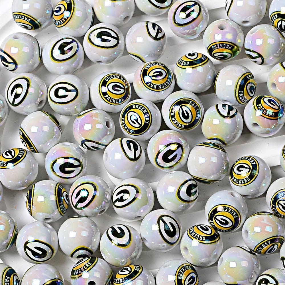 16mm NFL Football Team Beads – Double-Sided Acrylic Round Beads for Game Day Jewelry & Crafts