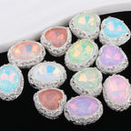 2mm Hole Silver Mocha Alloy Beads for Pen Making (Oval/Heart Shape)