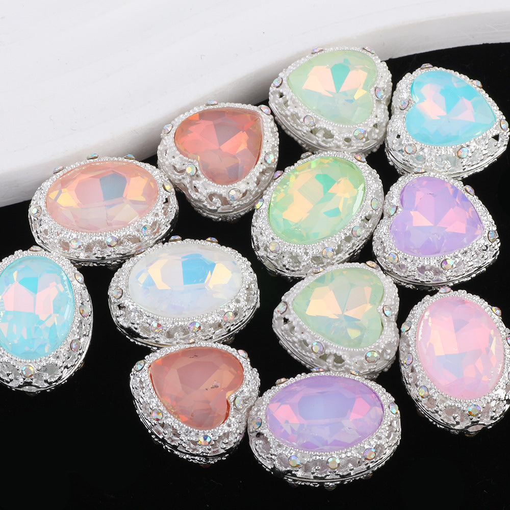 2mm Hole Silver Mocha Alloy Beads for Pen Making (Oval/Heart Shape)