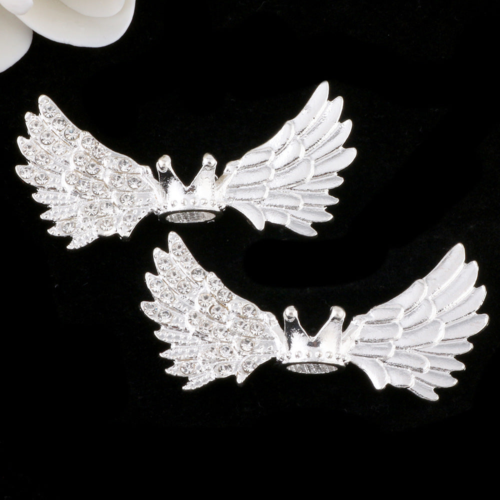 Kimhatter Angel Wing Crown Alloy Bead with Large Hole