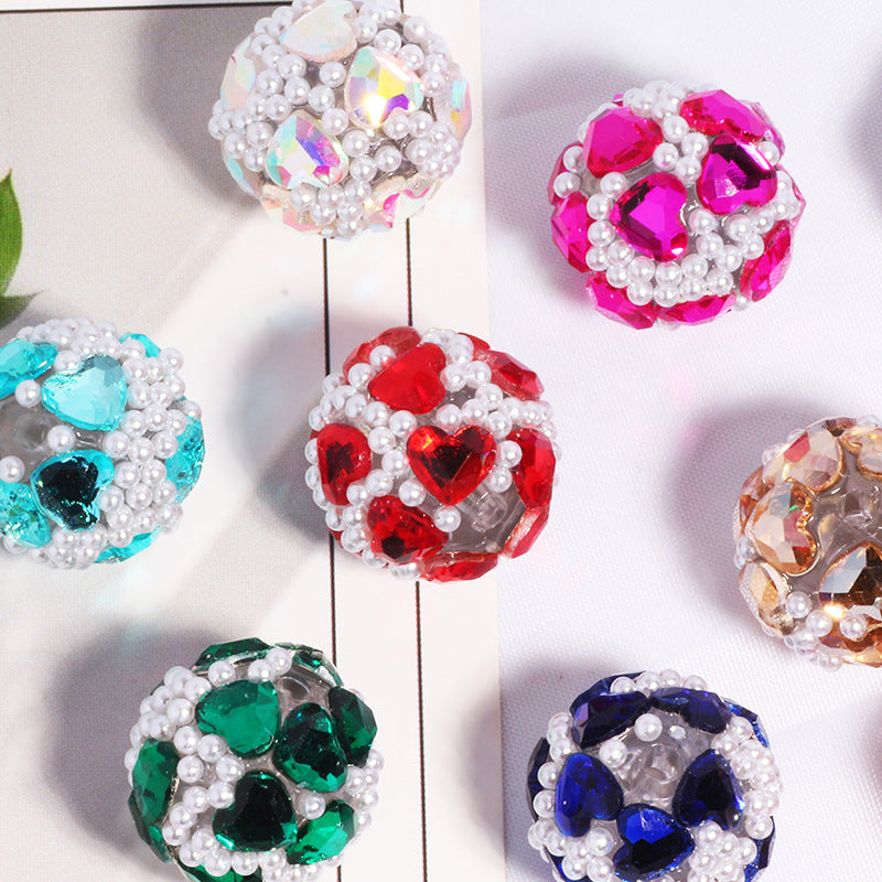 Rhinestone Heart Luxury Pearl Diamond Ball Bead