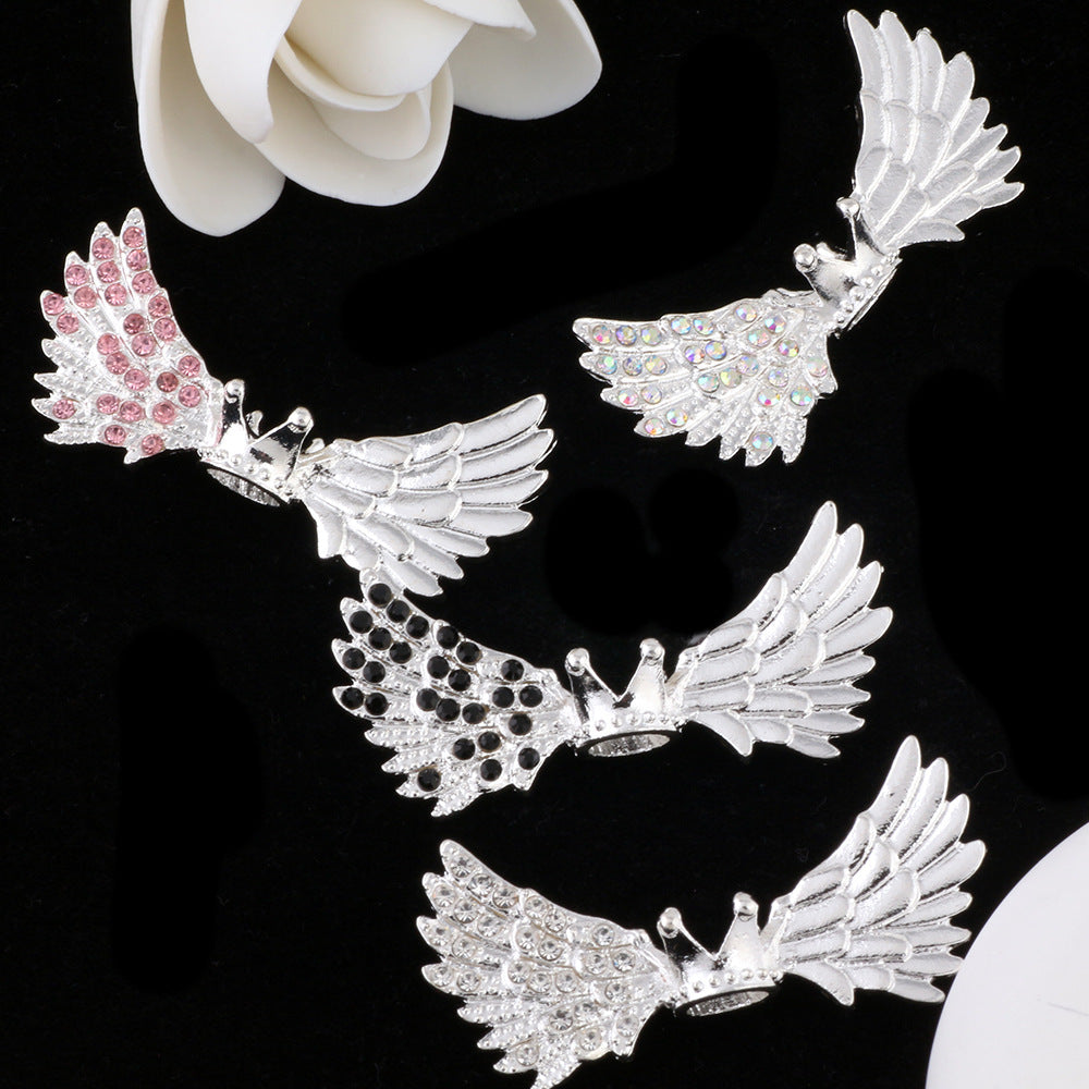 Kimhatter Angel Wing Crown Alloy Bead with Large Hole