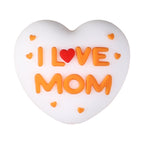 Silicone bead cartoon English letter epoxy loose beads DIY jewelry, heart silicone beads for Mother's Day
