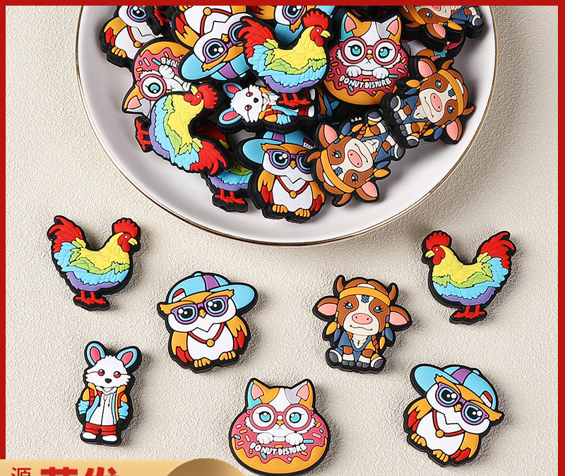 Cute colorful animal silicone focal bead