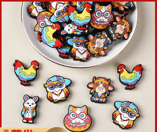 Cute colorful animal silicone focal bead
