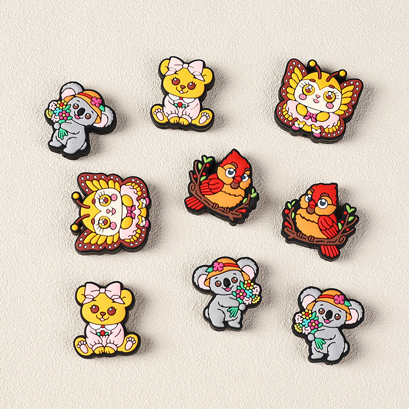 DIY high-appearation-level cartoon silicone beads, animal butterfly bird focal bead