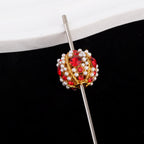 Kimhatter Nepal Heavy-Duty Alloy Pumpkin Bead with Rhinestones & Diamond Ball