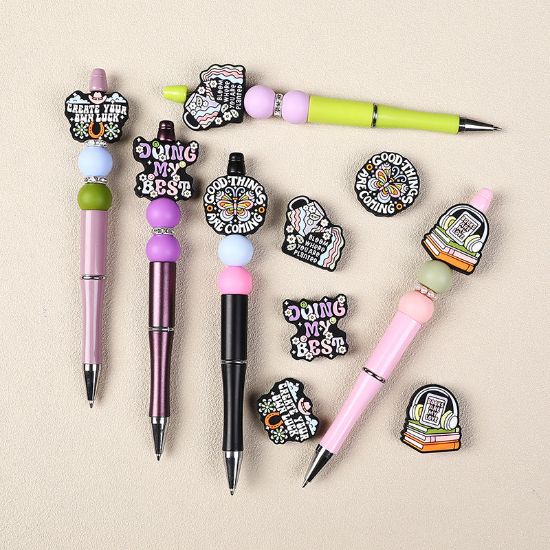 English letter inscription silicone focal bead