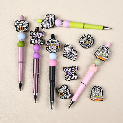 English letter inscription silicone focal bead