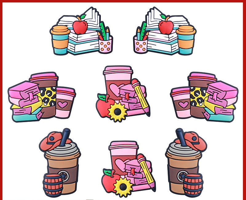 Colorful coffee themed silicone focal beads