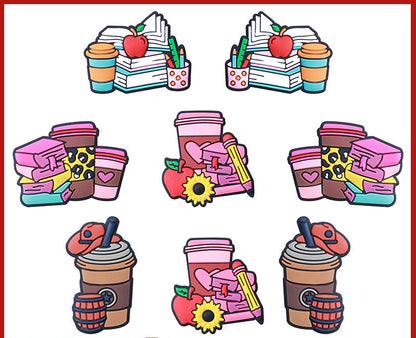 Colorful coffee themed silicone focal beads