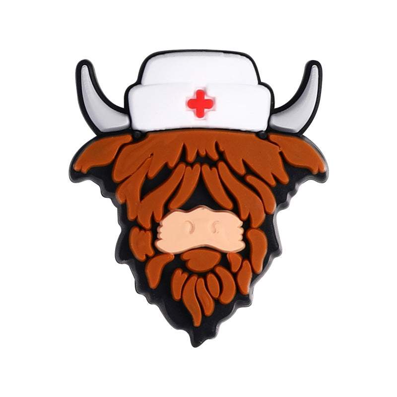 Special cartoon highland cow silicone focal beads