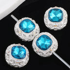Kimhatter Silver Small Square Rhinestone Alloy Diamond Ball Bead