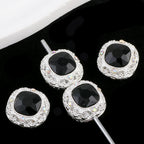 Kimhatter Silver Small Square Rhinestone Alloy Diamond Ball Bead