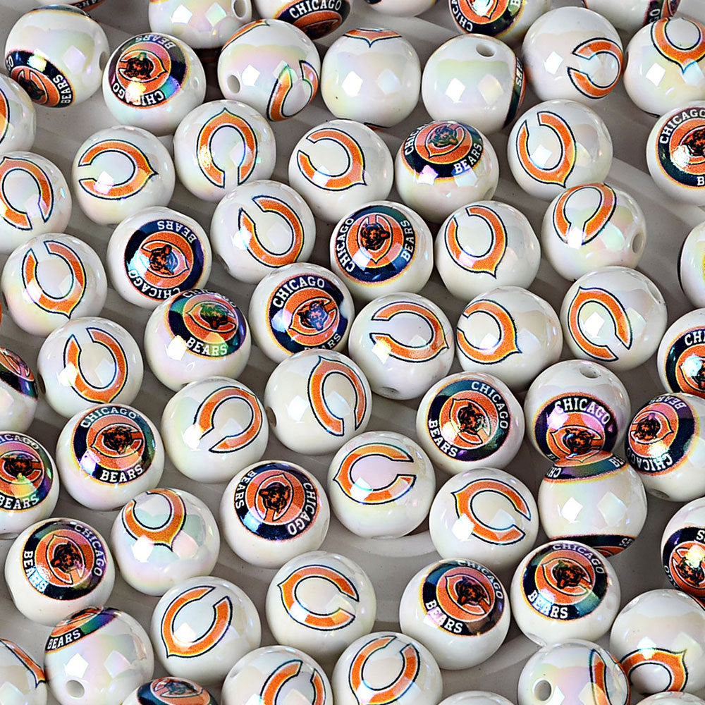 16mm NFL Football Team Beads – Double-Sided Acrylic Round Beads for Game Day Jewelry & Crafts