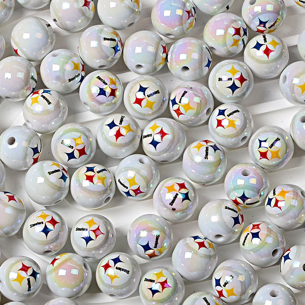 16mm NFL Football Team Beads – Double-Sided Acrylic Round Beads for Game Day Jewelry & Crafts