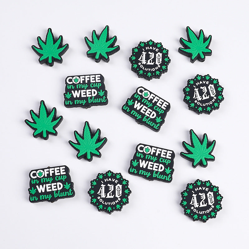 Green leaf silicone focal bead