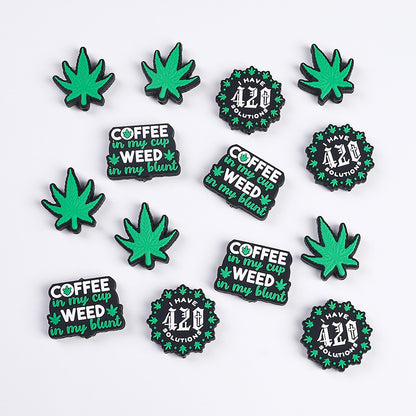 Green leaf silicone focal bead