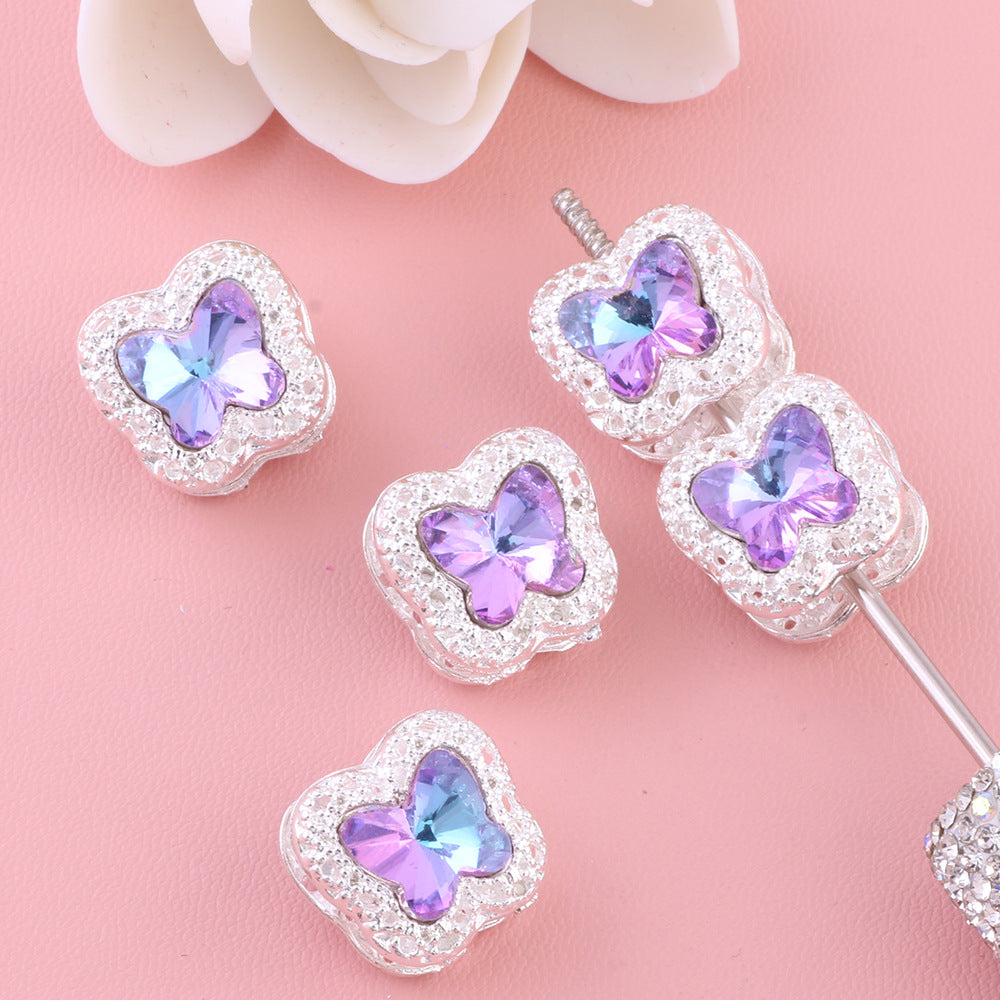 Heavy Duty Double-Sided Alloy Small Butterfly with Zircon