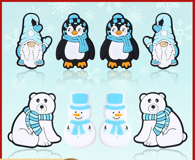 DIY Christmas snowman, penguin, polar bear silicone focal bead