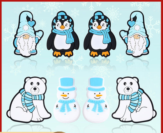 DIY Christmas snowman, penguin, polar bear silicone focal bead