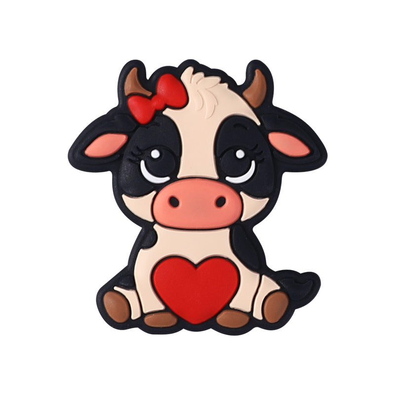 Cute cartoon animal head silicone focal bead