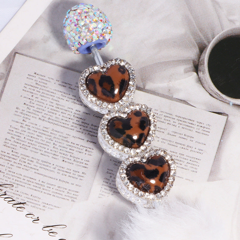Heavy Duty Double-Layer Heart Alloy Bead with Rhinestones