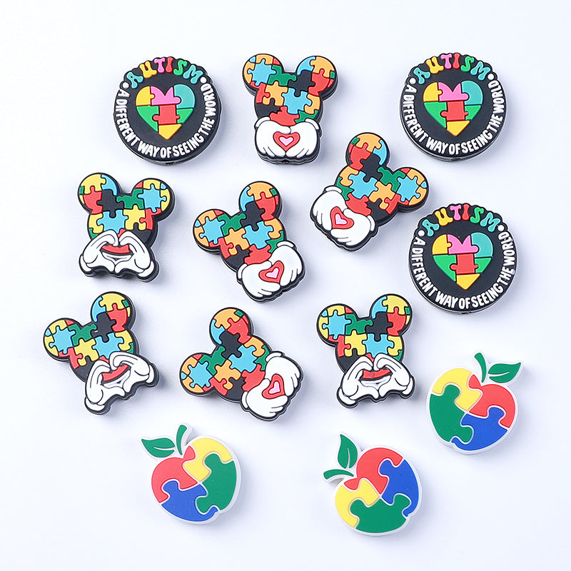 DIY Autism awareness silicone focal beads