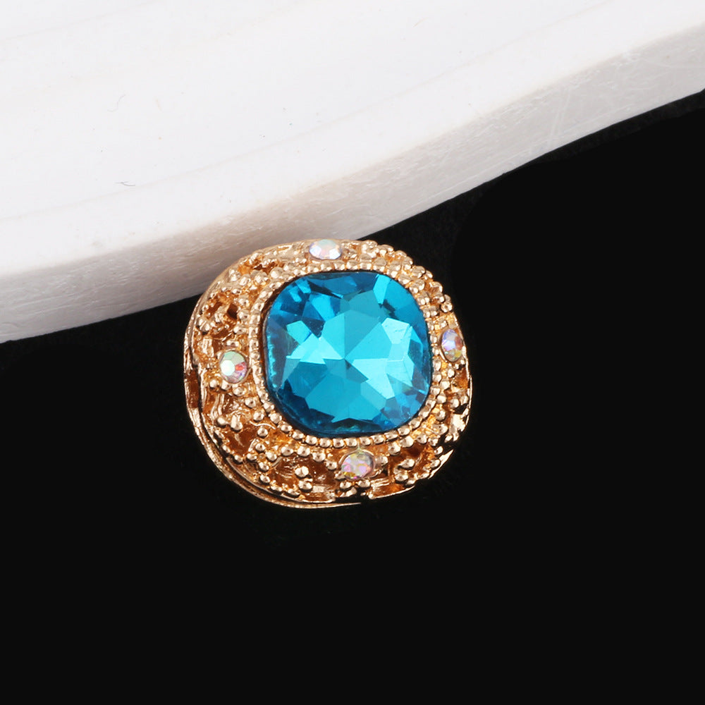 Kimhatter Silver Small Square Rhinestone Alloy Diamond Ball Bead