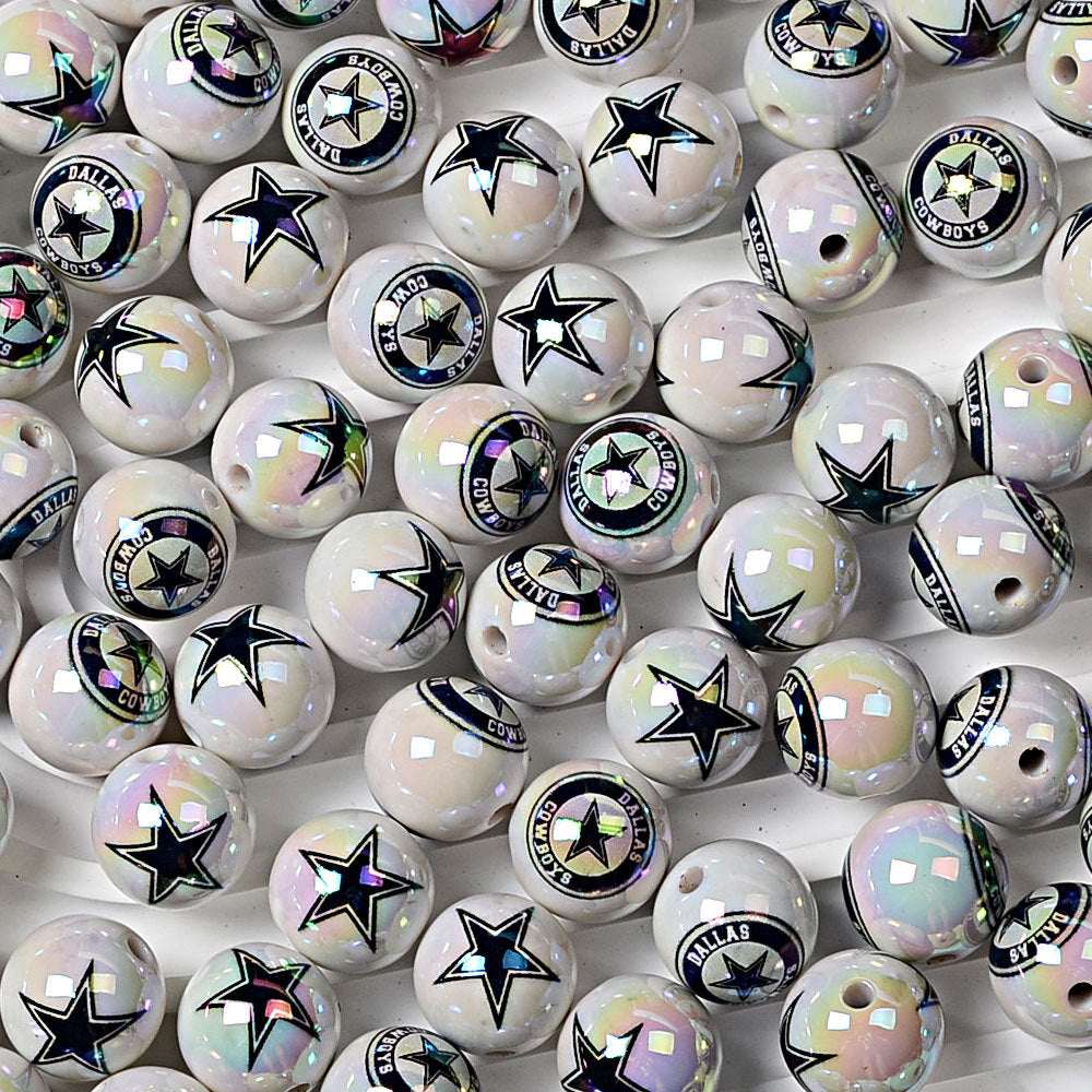 16mm NFL Football Team Beads – Double-Sided Acrylic Round Beads for Game Day Jewelry & Crafts