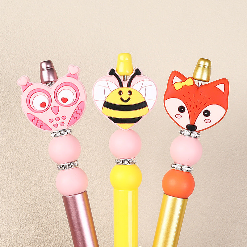 Cute cartoon animal head silicone focal bead