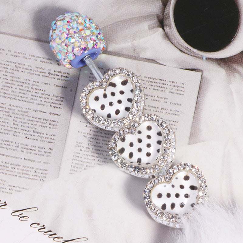 Heavy Duty Double-Layer Heart Alloy Bead with Rhinestones