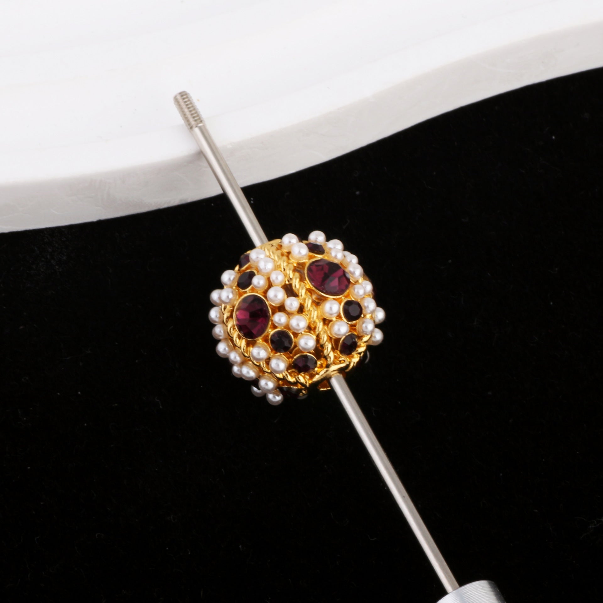 Kimhatter Nepal Heavy-Duty Alloy Pumpkin Bead with Rhinestones & Diamond Ball