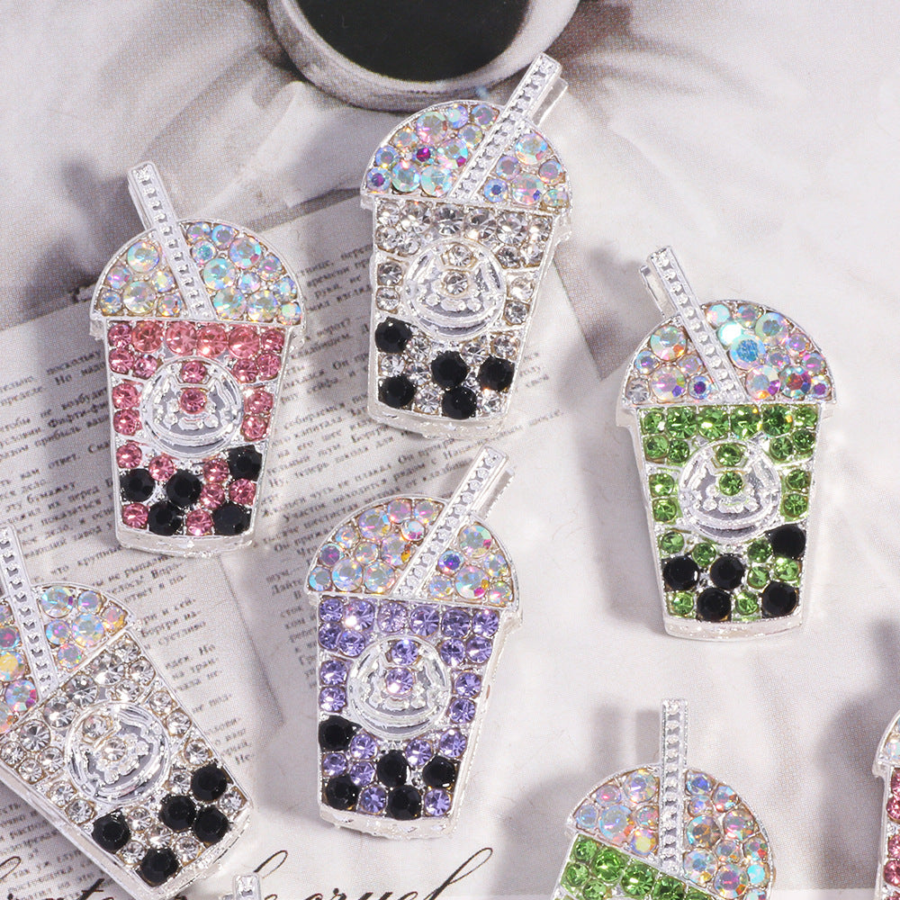 ouble-Sided Milk Tea Alloy Beads with Straight Hole
