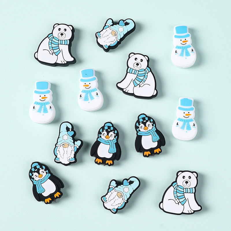 DIY Christmas snowman, penguin, polar bear silicone focal bead