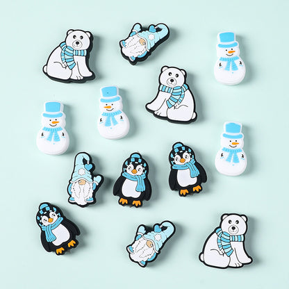 DIY Christmas snowman, penguin, polar bear silicone focal bead