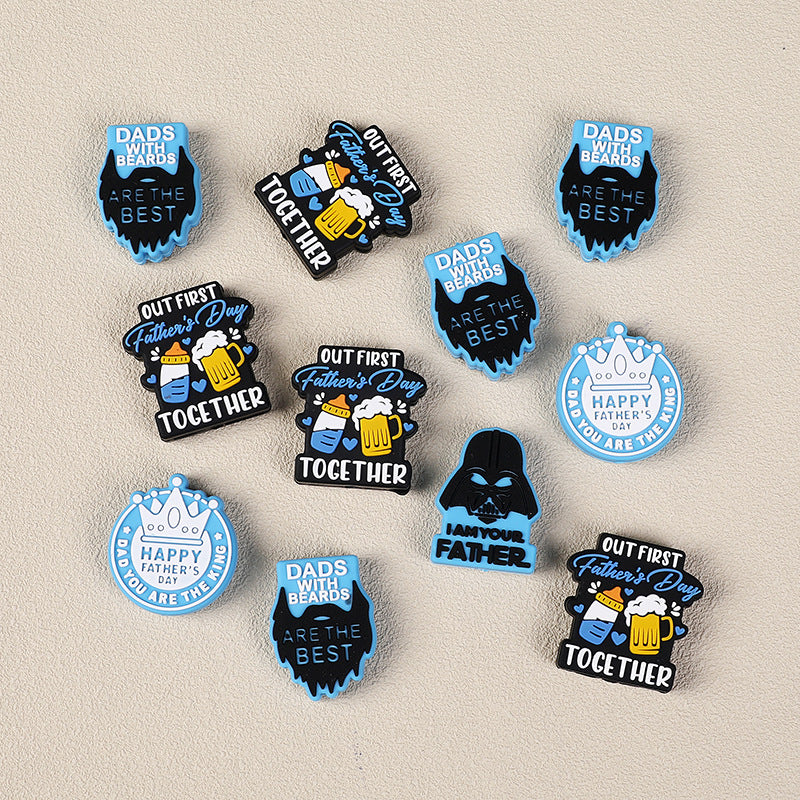 Father's day themed silicone focal beads