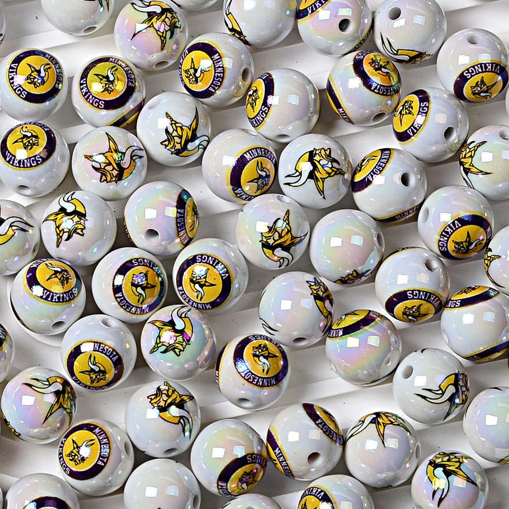 16mm NFL Football Team Beads – Double-Sided Acrylic Round Beads for Game Day Jewelry & Crafts