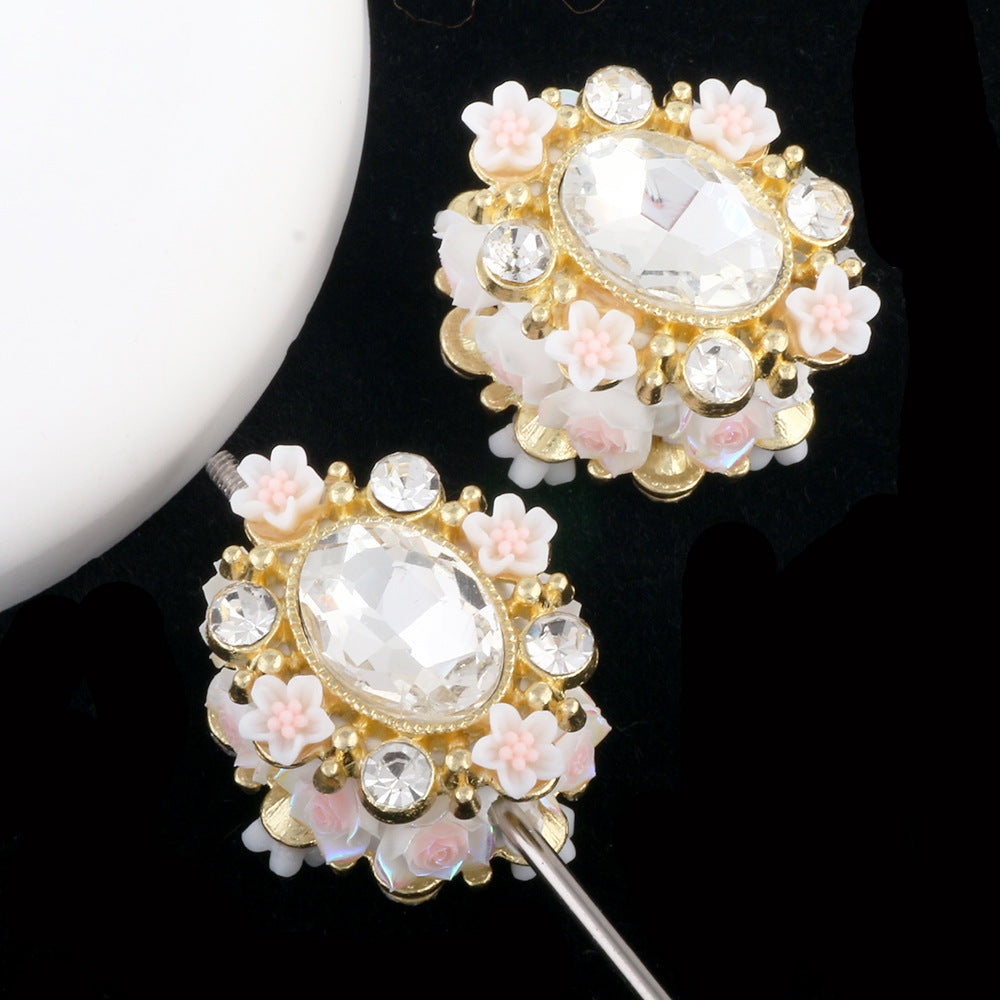 Vintage Floral Ball Zircon Magic Mirror Polymer Clay Bea