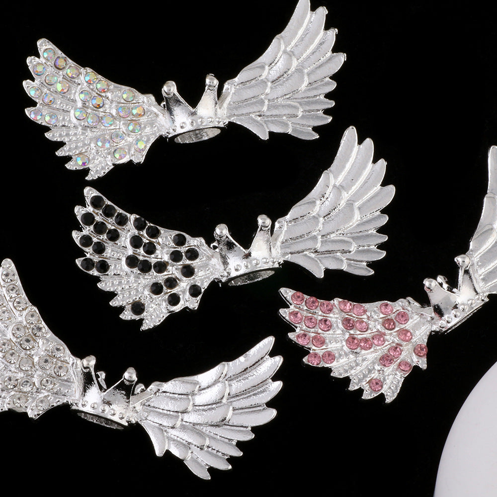 Kimhatter Angel Wing Crown Alloy Bead with Large Hole