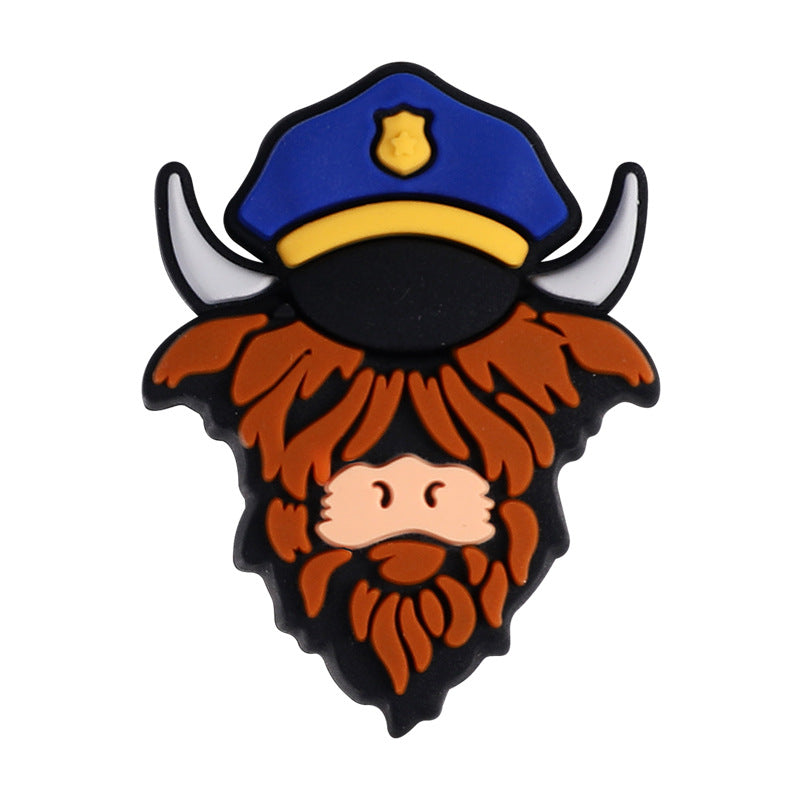 Special cartoon highland cow silicone focal beads