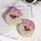 Alloy Cute Santa Claus Full Crystal Charm