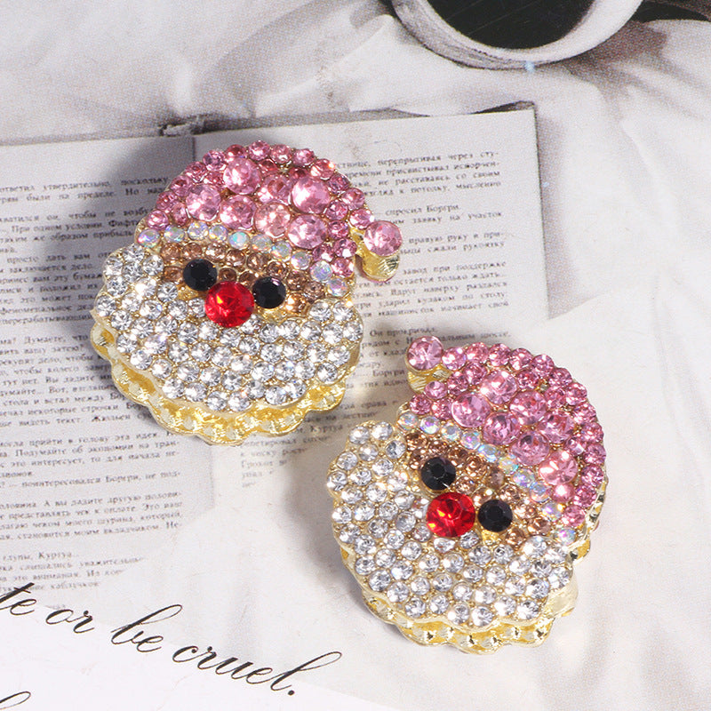 Alloy Cute Santa Claus Full Crystal Charm