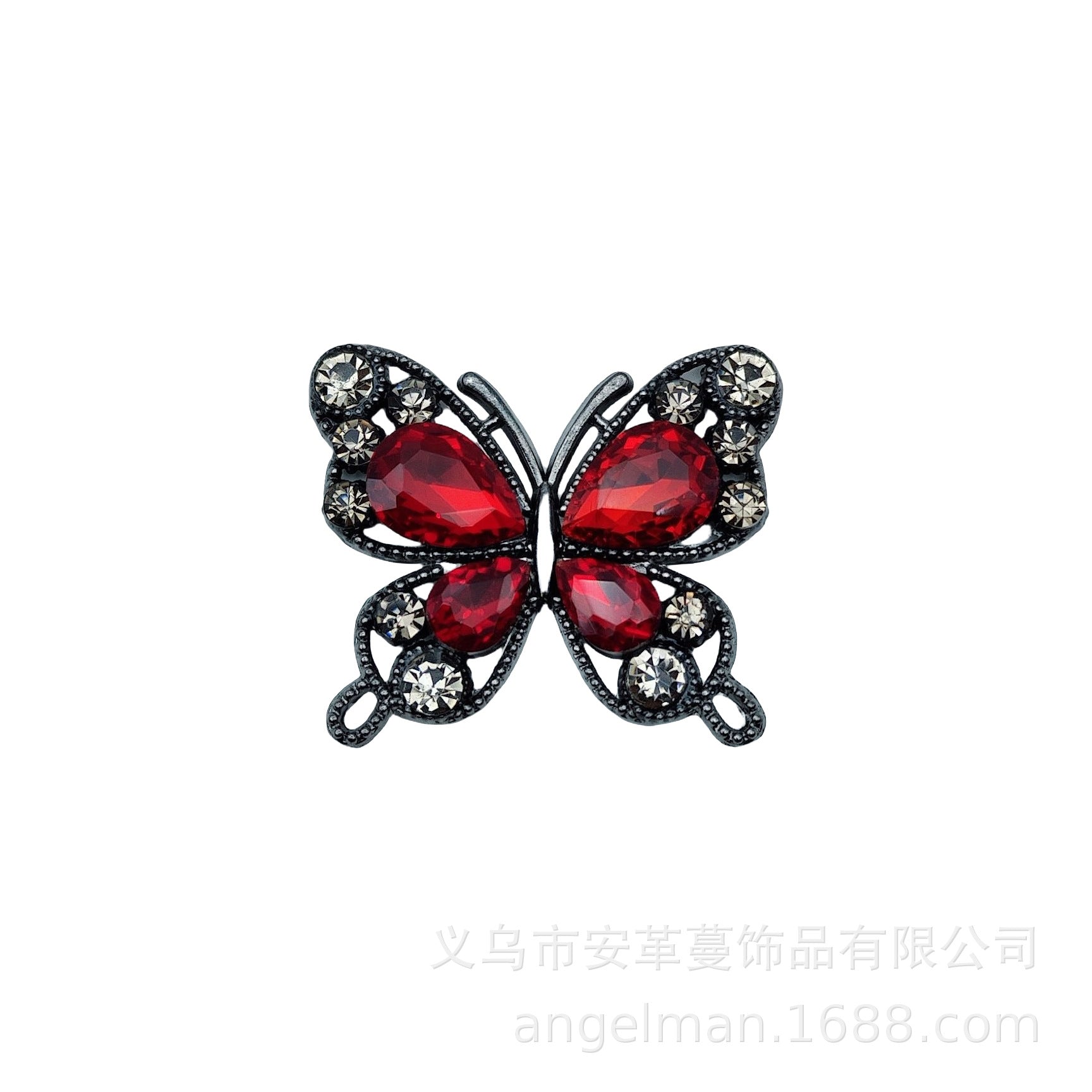 Single-Sided Alloy Rhinestone Butterfly Charm