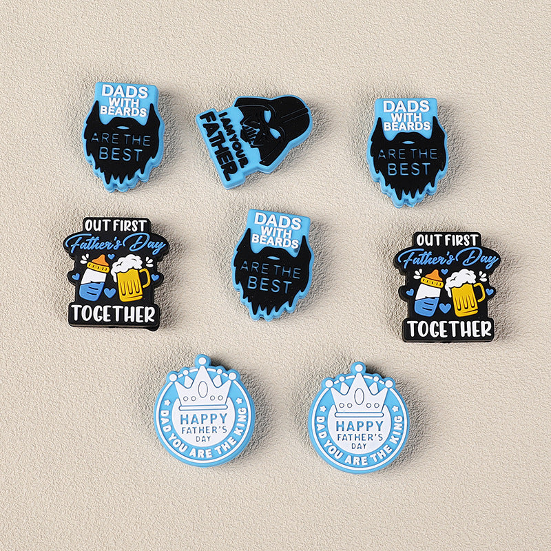 Father's day themed silicone focal beads