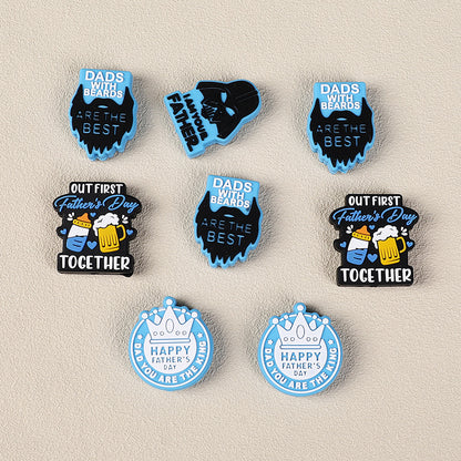 Father's day themed silicone focal beads