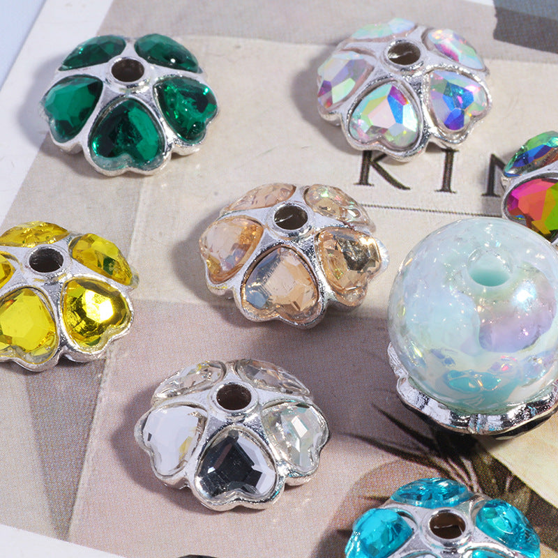 Alloy Rhinestone Flower Spacer Beads